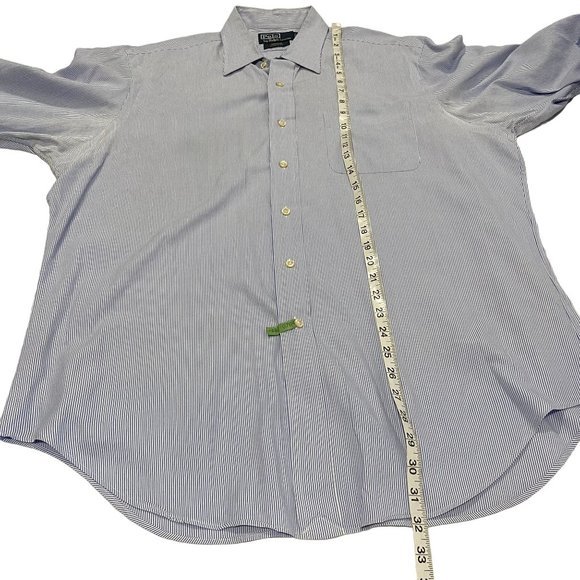 Polo by Ralph Lauren Long Sleeve Shirt Andrew Classic Fit Blue White Stripe 16.5 - Picture 9 of 9